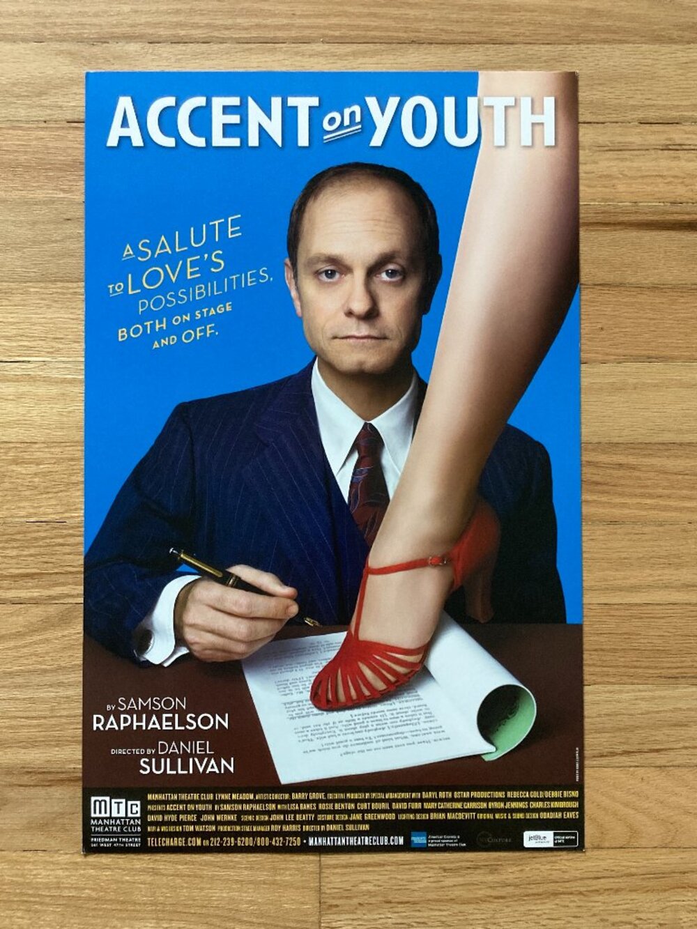 Accent on Youth Broadway Window Card Poster 14x 22" 2009 David Hyde Pierce Color